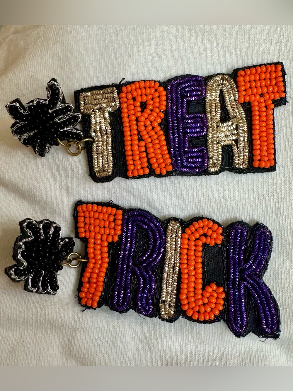 Beaded 'Treat Trick' Earrings - Orange, Purple & Gold